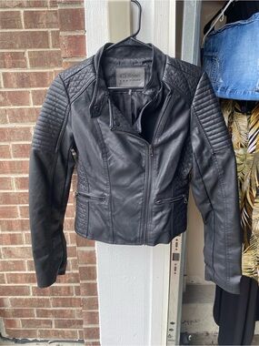 Ci Sono Black Quilted Faux Leather Moto Jacket